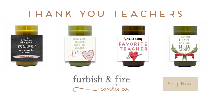 Holiday Teacher Candle Hand-Poured Wine Bottle Candles | Furbish & Fire Candle Co.