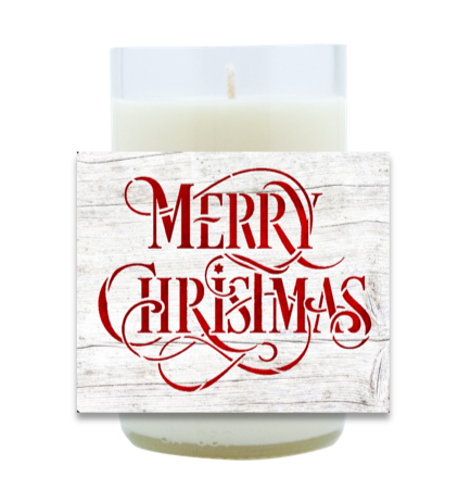 Wooden Merry Christmas Hand Poured Soy Candle | Furbish & Fire Candle Co.