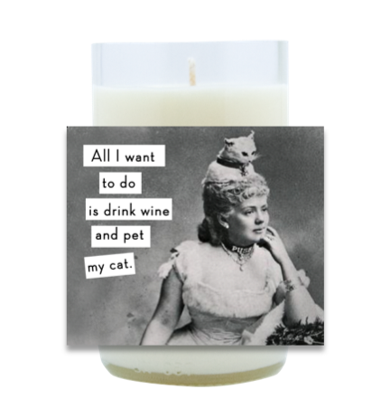 Wine and Cat Hand Poured Soy Candle | Furbish & Fire Candle Co.