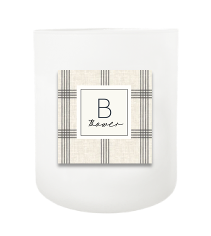 Plaid Monogram Hand Poured Soy Candle | Furbish & Fire Candle Co.