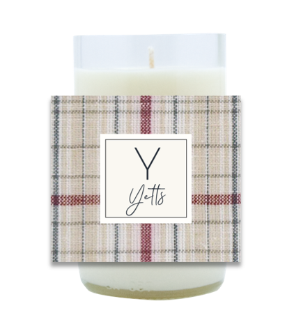 Plaid Monogram Hand Poured Soy Candle | Furbish & Fire Candle Co.