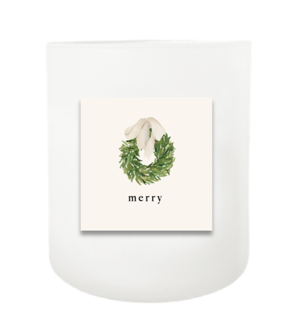 Merry Simple Wreath Hand Poured Soy Candle | Furbish & Fire Candle Co.