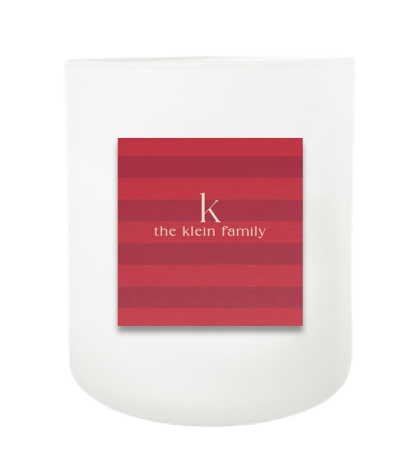 Red Striped Monogram Hand Poured Soy Candle | Furbish & Fire Candle Co.