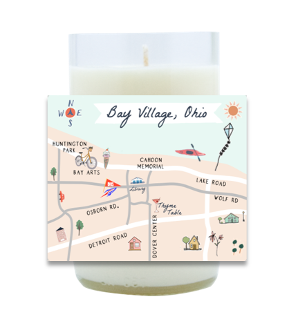 Bay Village Map Hand Poured Soy Candle | Furbish & Fire Candle Co.