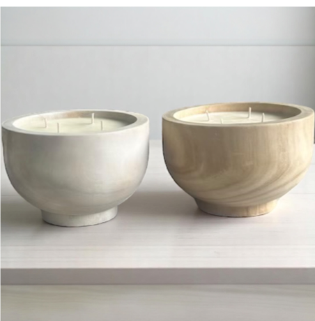 Harbor Wooden Round Hand Poured Soy Candle | Furbish & Fire Candle Co.