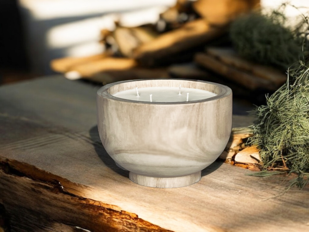 Harbor Wooden Round Hand Poured Soy Candle | Furbish & Fire Candle Co.